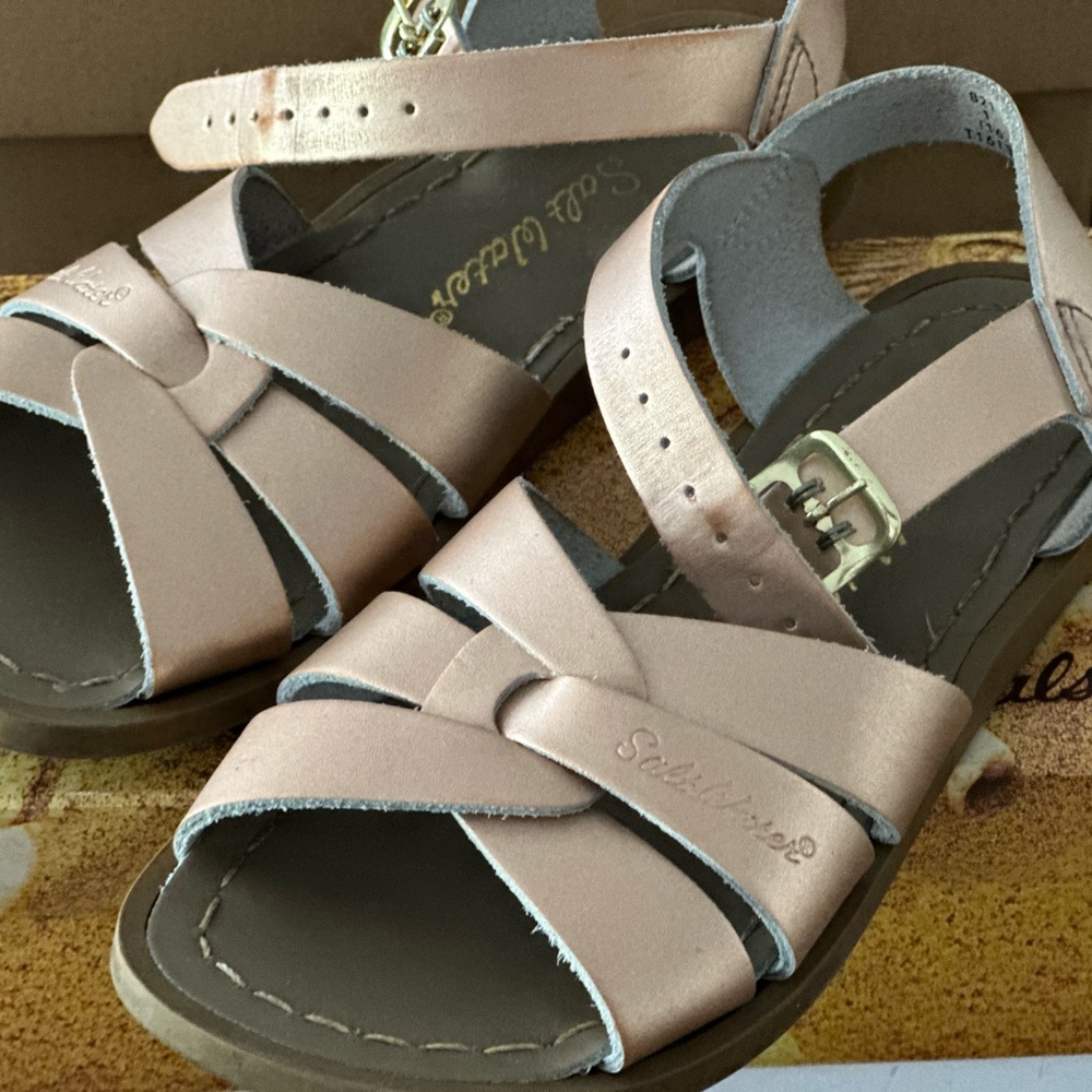 Salt Water Sandals 
Rose Gold Sandals
Size 1